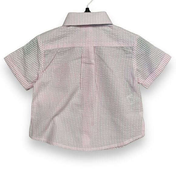 Edgehill Collection Pink Stripe Seersucker Dress Shirt And Tie Boys Sz 9 Months - Picture 4 of 4